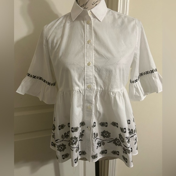 Kate Spade ♠️ embroidered poplin shirt - Picture 2 of 6